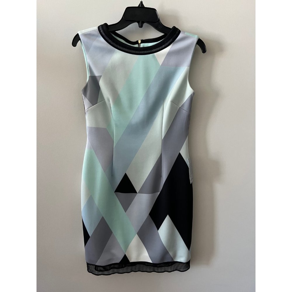 Tahari Print Scuba Sheath Dress, Size 2P